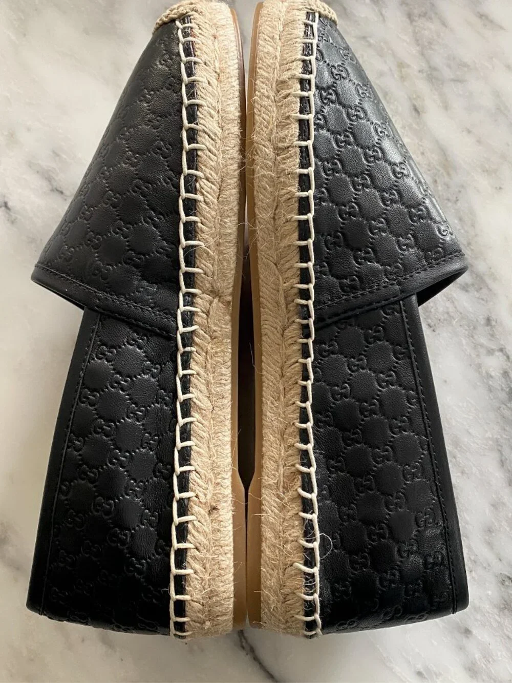 Gucci Microguccissima Black Leather Espadrilles
